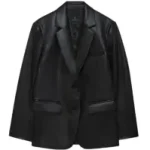 ANINE BING CLASSIC BLACK LEATHER BLAZER