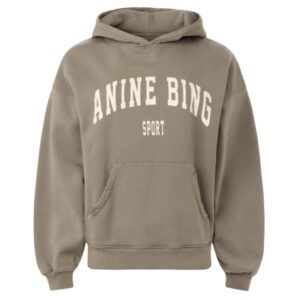 ANINE BING Harvey Combed Cotton Hoodie front view