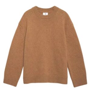 Front view of Anine Bing Brown Sweatshirt cozy cotton sweatshirt in warm brown color