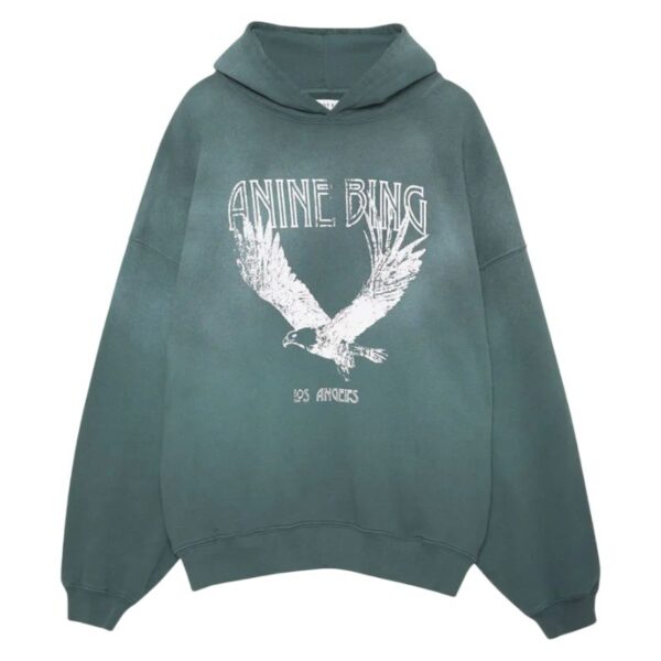Anine Bing Eagle Hoodie Front View Front view of Anine Bing Eagle Hoodie bold eagle print and soft cotton fabric