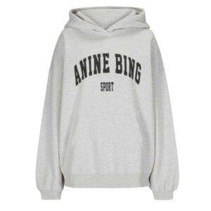 Anine Bing Gray Hoodie front view with logo
